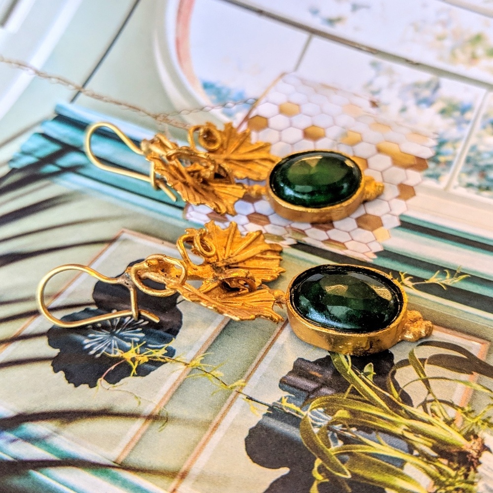 **SOLD** Fig Earrings // Jade // Handmade - Picture 2 of 3